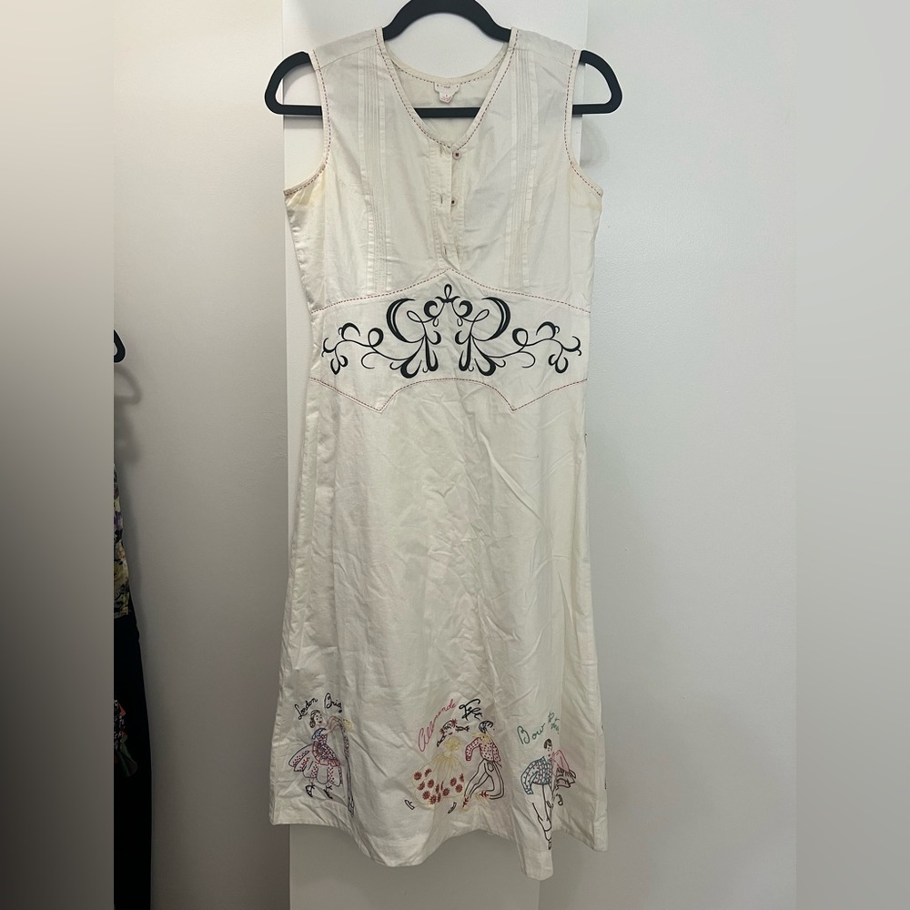 Elegant Embroidered Cream Dress